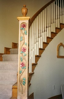Carved Flower Newel Post