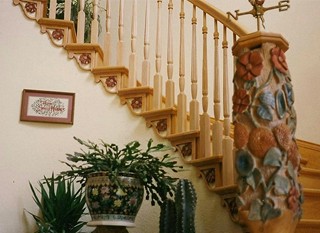 Carved Flower Newel Post