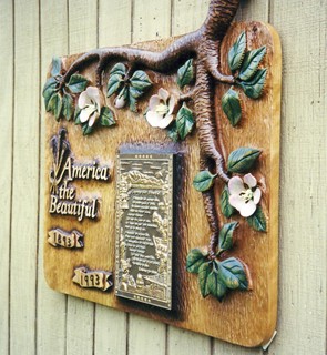 Carved America the Beautiful Sign