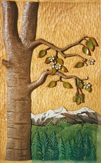 Carved Tree and Mountain