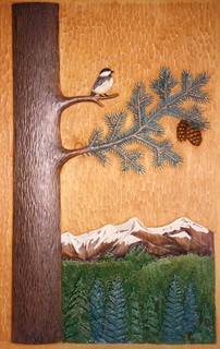 Carved Pine with Bird