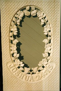 Carved Oval with Wild Roses and Bible Verse