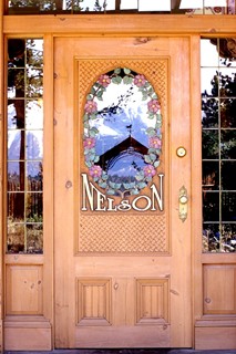 Carved Door with Wild Roses and Basket Weave