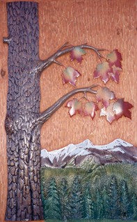 Carved Maple and Mountain Panel