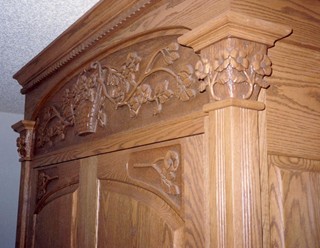 Carved Cabinet Top, Capital and Doors