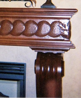 Carved mantle corner detail