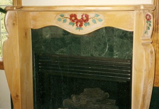Carved mantle with wild roses