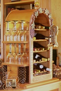 Tabletop Wine Rack with carved Grapes & Leaves